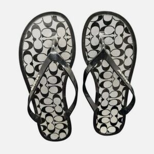 Coach Black Patterned Sandals